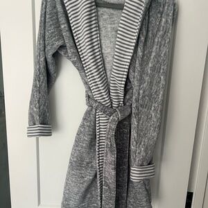 Cozy Gray Striped Women's Robe